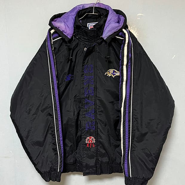 스타터 NFL 볼티모어 레이븐스 남자 누빔점퍼 L 100 