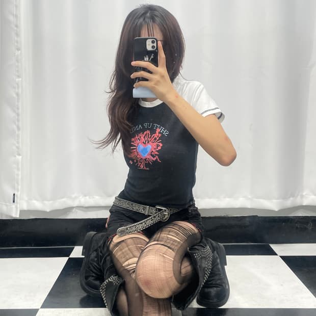 🎸블랙&화이트 나그랑 프린팅 티셔츠🎸