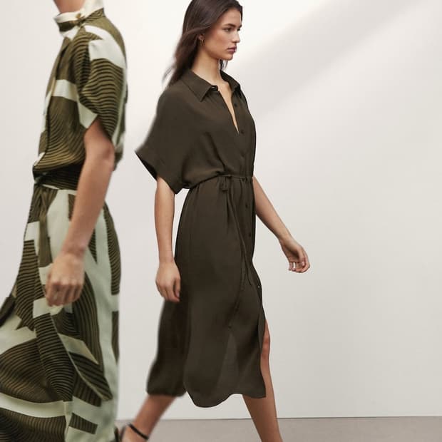 마시모두띠 반팔 셔츠 원피스 카키