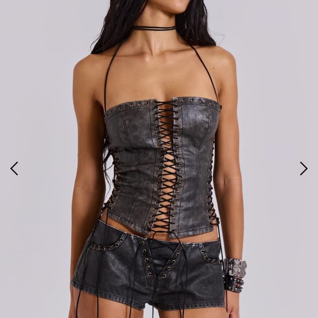 Jaded London 폭스레더 레이스업 코르셋