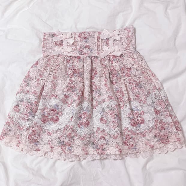 리즈리사 리본 레이스 스커트 스카판 히메갸루 로걀 라떼갸루 빈티지