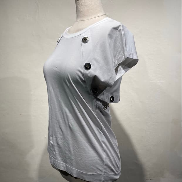 ”DISEL“ Diesel white button-detailed t-s