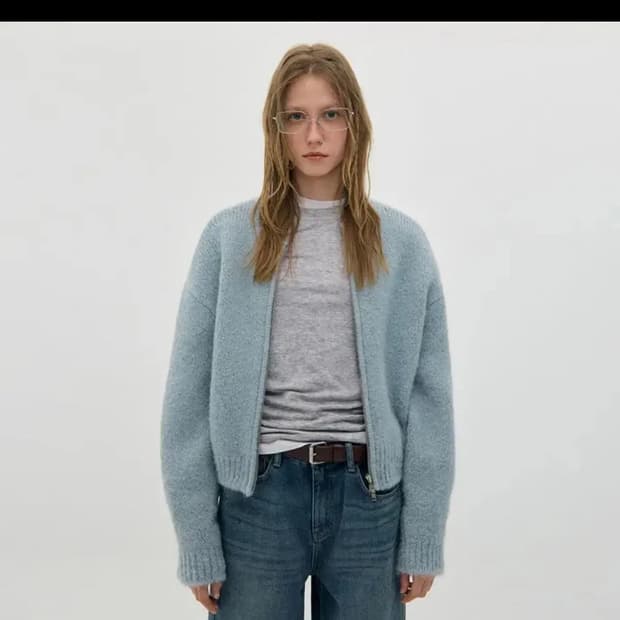 로우클래식 알파카 집업 가디건