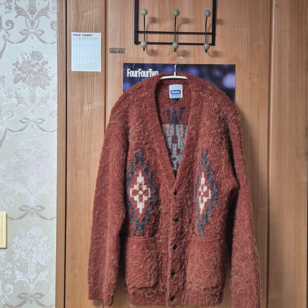케이엔드 치마요 (나바호) 패턴 브러쉬 가디건 M 브릭