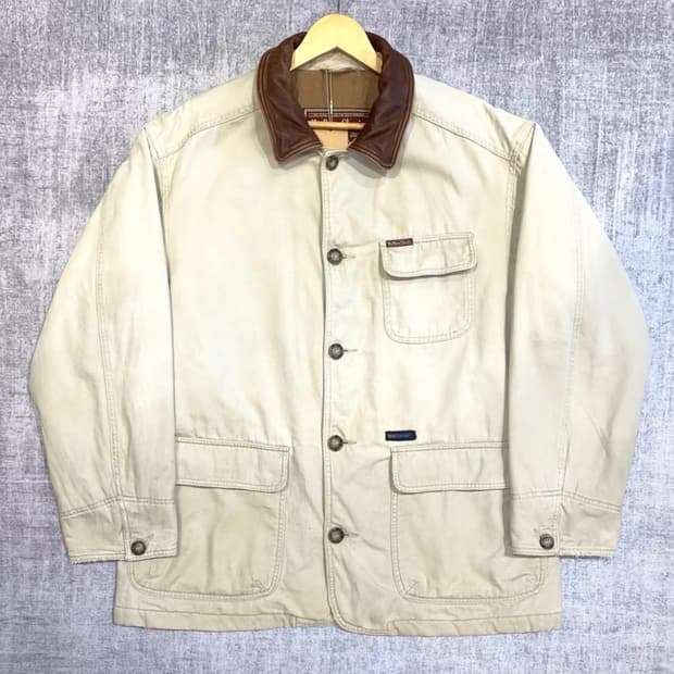 빈티지 말보로 가죽 카라 배색 헌팅 자켓