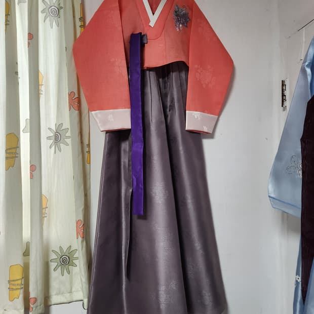 주황색/회색 여자 한복 66~77