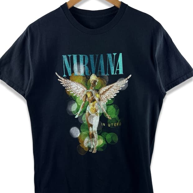 너바나 오피셜 In Utero 천사 그래픽 밴드티셔츠2118