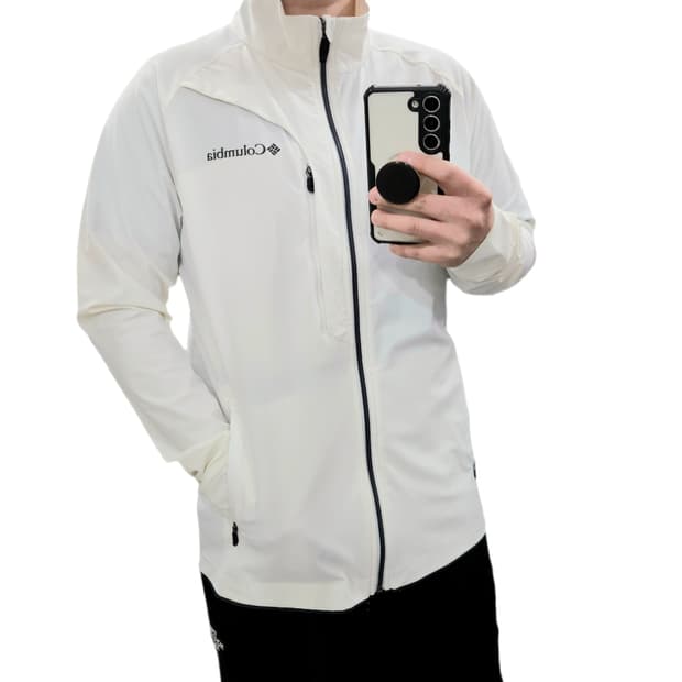 L 100 컬럼비아 화이트 경량 스판 바람막이