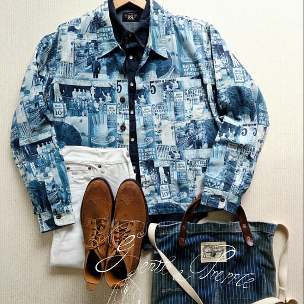 더블알엘 올드 그래픽 워크셔츠 