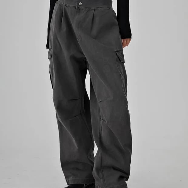 피그먼트 카고 와이드 히든 밴딩팬츠