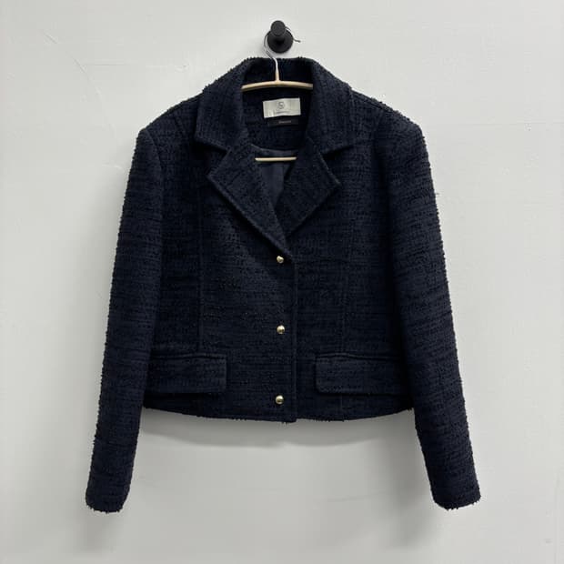 런던플랏(LONDONFLAT) 블랙라인 금장 트위드 자켓