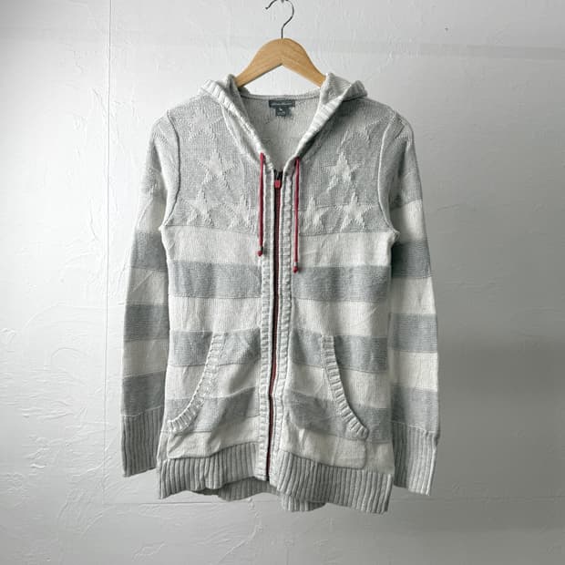 에디바우어 별 니트 후드 집업