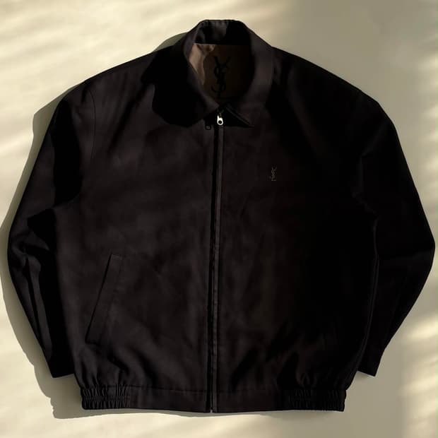 입생로랑 90s 울 스윙탑 폴리쉘 블루종 자켓