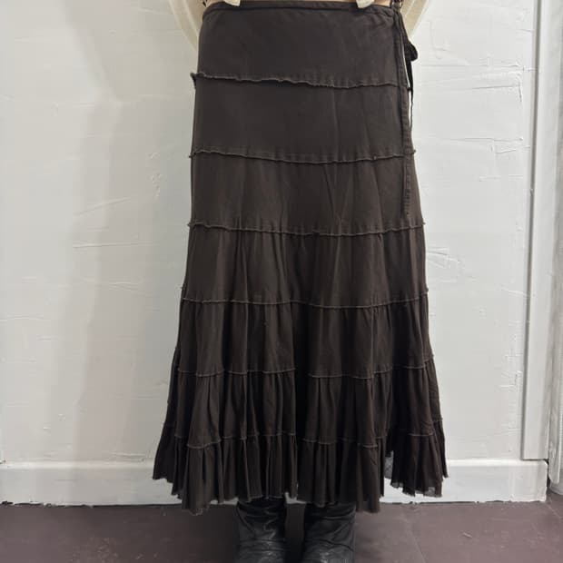 comme ca ism brown design skirt