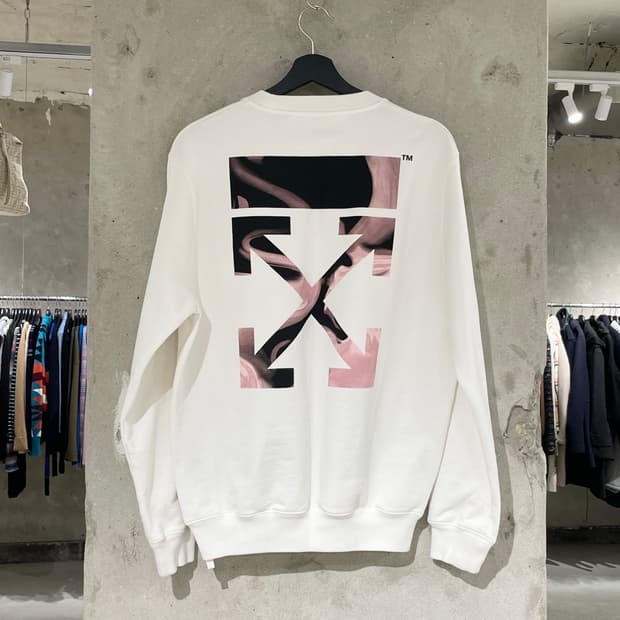 오프화이트 화이트 애로우 리퀴드 멜트 레그 스웻 셔츠