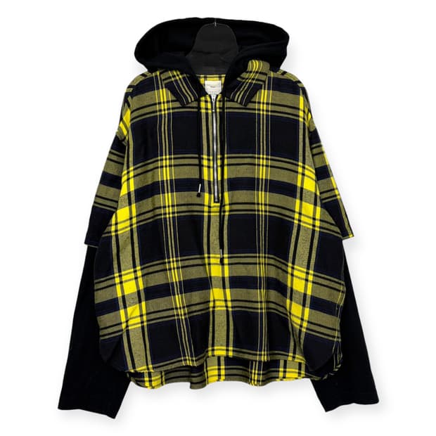 네임 레이어드 후드 하프집 카라 티셔츠