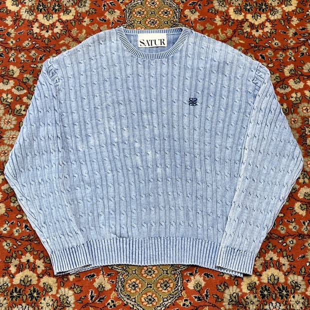 [XL] 세터 루즈핏 클래식 다이드 케이블 니트 블루