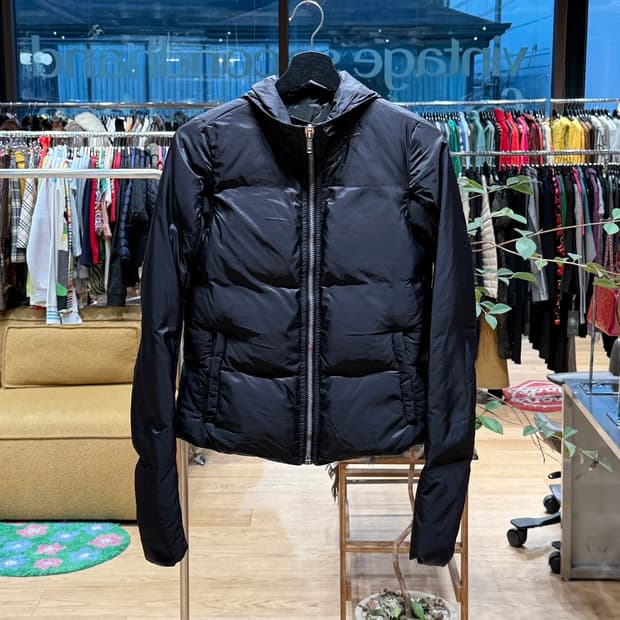 릭 오웬스 블랙 구스다운 후디 패딩 