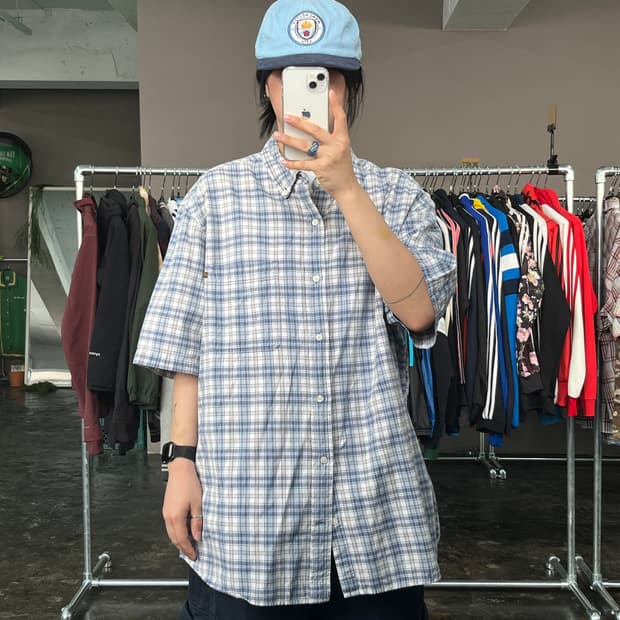 팀버랜드 체크 반팔 셔츠 