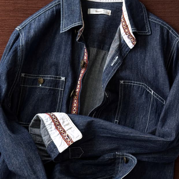Cotton denim work design shirt