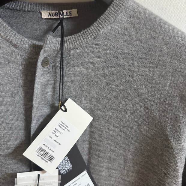 [4사이즈 새상품]25SS 오라리 하드 트위스트 캐시미어 가디건 탑그레이