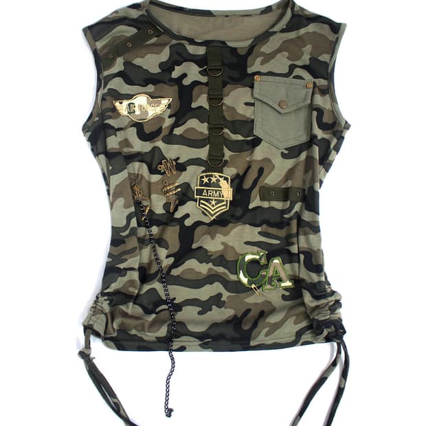 ARMY military bullet charms shirring top