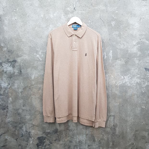 폴로 랄프로랜 커스텀핏 오트밀 PK 긴팔 XL 