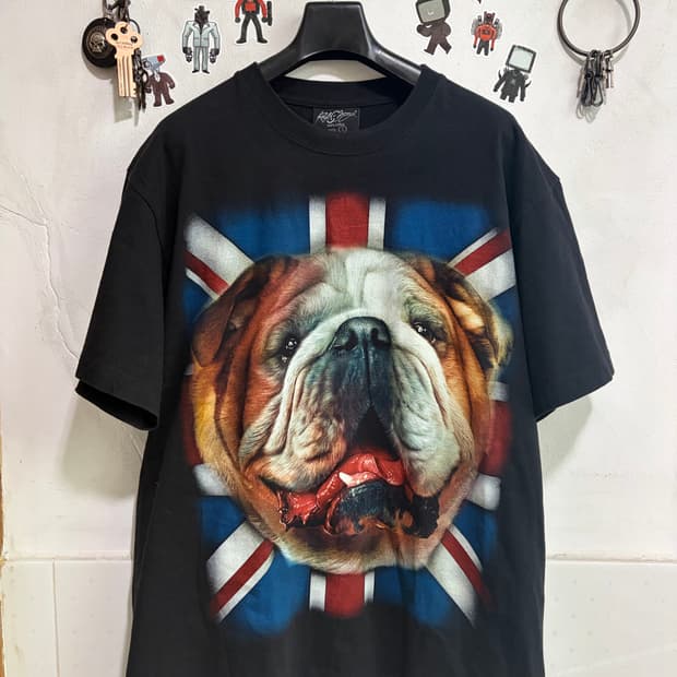 빈티지 불독 날염 티셔츠 L