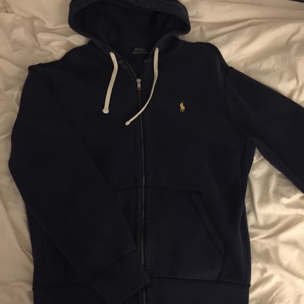 빈티지 폴로 네이비 후드집업 