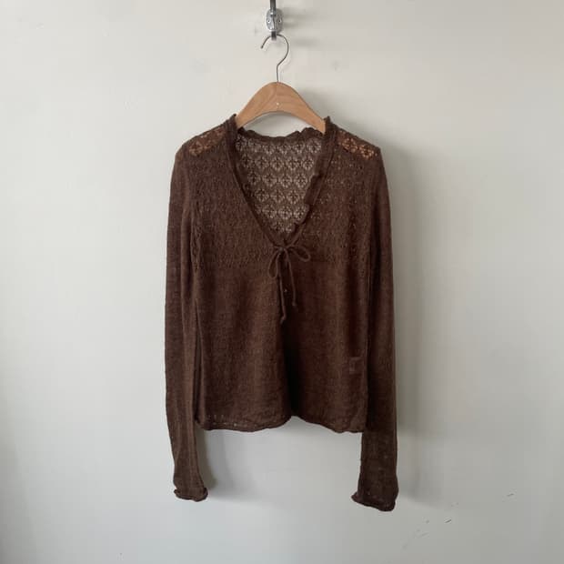 vintage frillneck string mohair cardigan