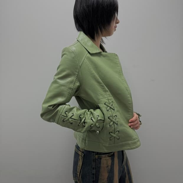 VTG LACE-UP JACKET_SAGE GREEN