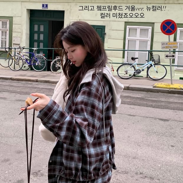 비비보우 프릴 체크후드