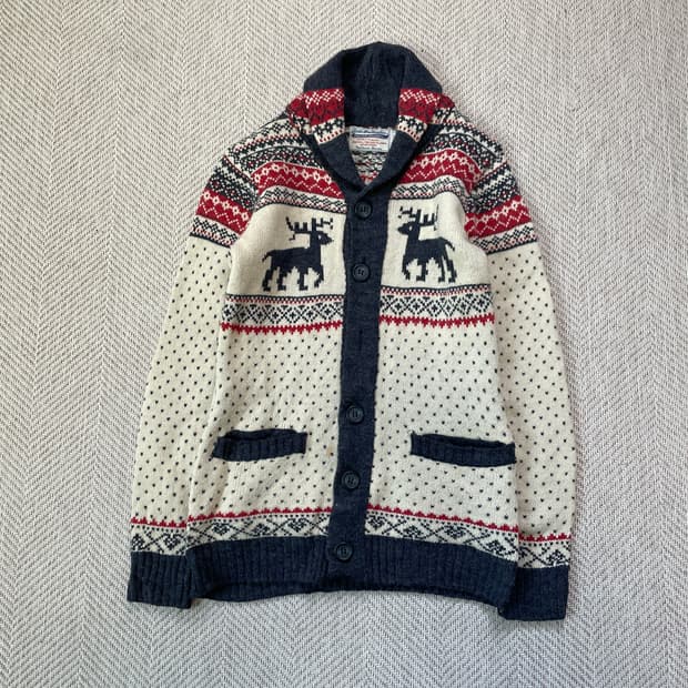 빈티지 노르딕 코위찬 숄카라 니트 가디건