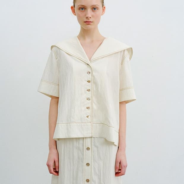 모한 TWR SAILOR COLLAR BUTTON STITCH SHIRT