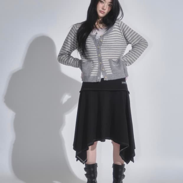 애즈온 레나 언발란스 스커트 블랙