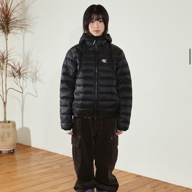 카비시 경량패딩 블랙 M  오버핏임(체감L)