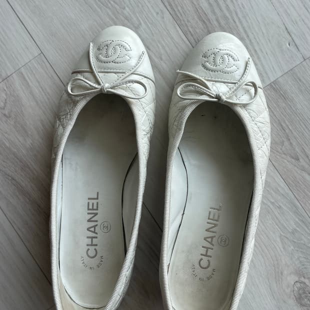 (정품)샤넬 퀼팅 발레리나 플랫슈즈 아이보리 36C