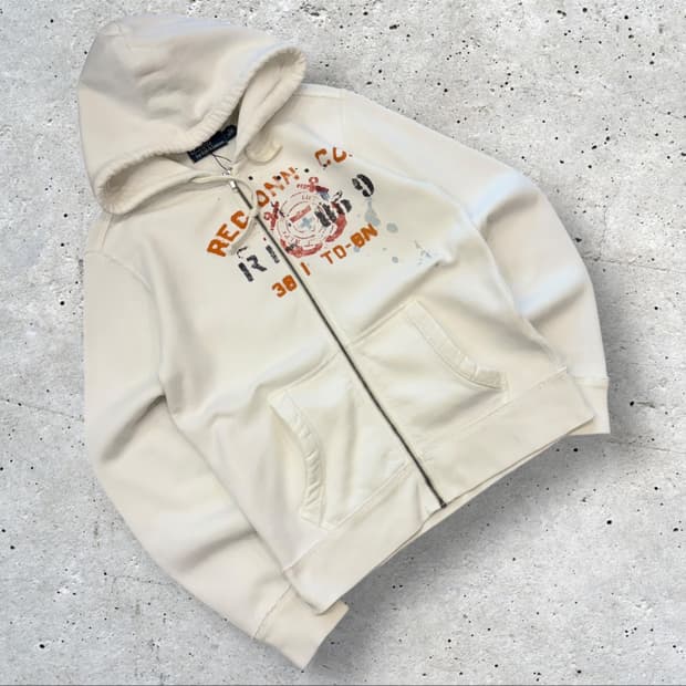 [M] 폴로 랄프로렌 화이트 빈티지 프린팅 후드집업 B825