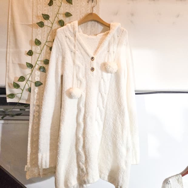 Liz lisa 퓨어 폼폼 니트 원피스