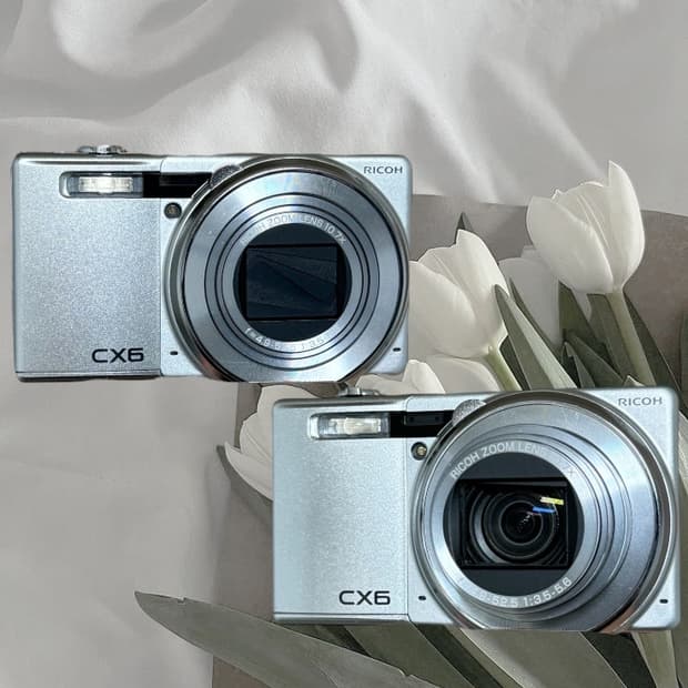 (뽀용필터) 리코 CX6 실버 빈티지 디카 카메라 /캐논 니콘