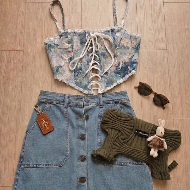 새상품 빈티지 무드 자카드 코르셋 비스티에