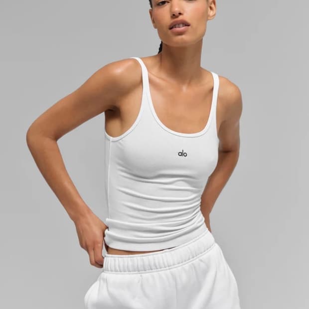 alo Ribbed Prosper Tank white