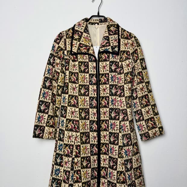 80s 빈티지 플로럴 태피스트리 코트