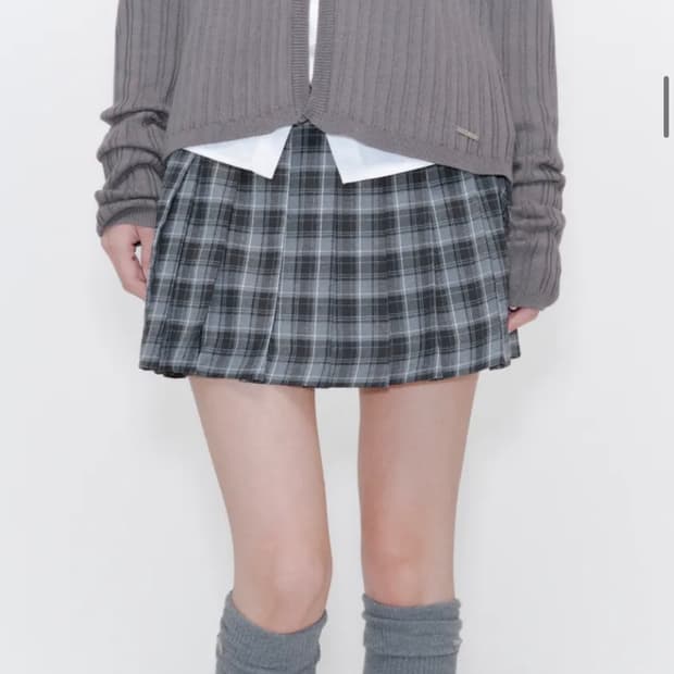 미세키서울 Pocket layered check skirt CHARCOA