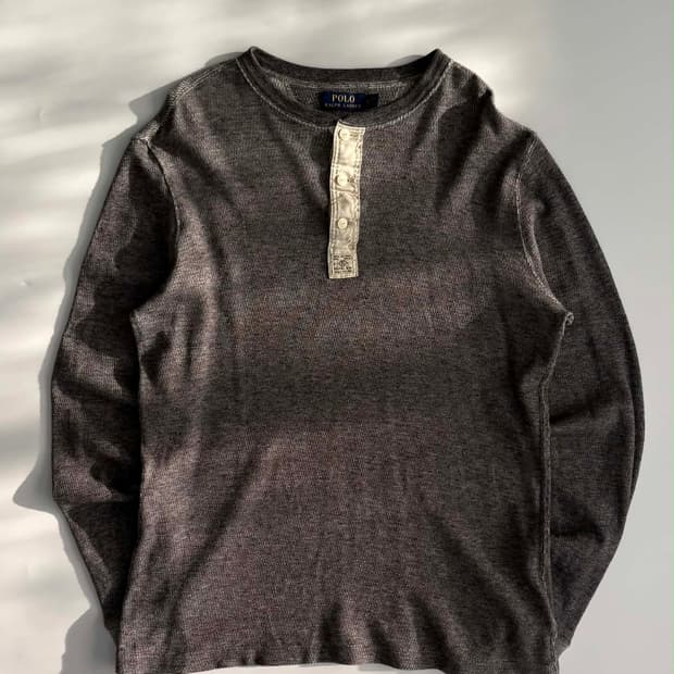 [M] 폴로 랄프로렌 그레이 헨리넥 와플 셔츠