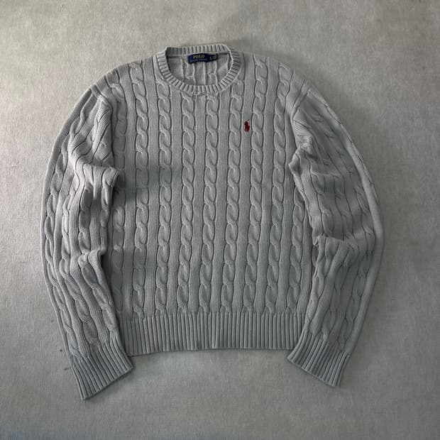 100 폴로랄프로렌 꽈배기 그레이 니트