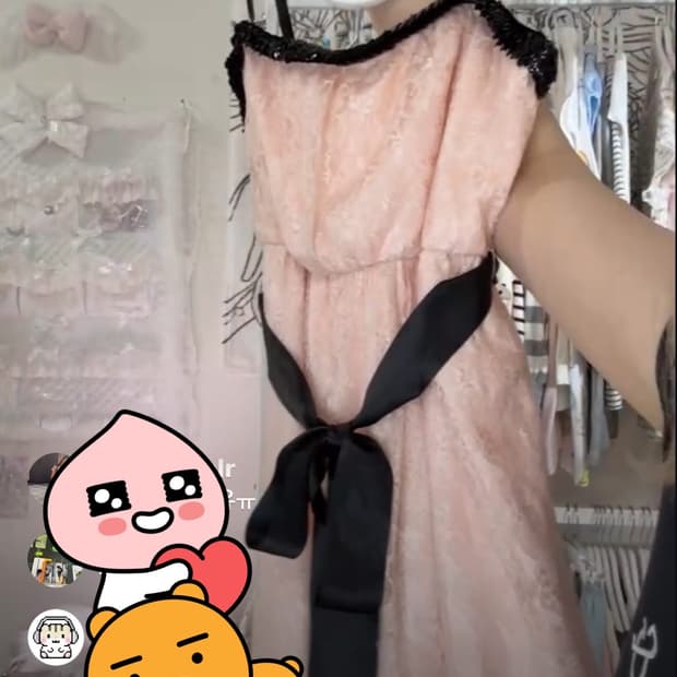 빈티지 코랄 리본 원피스
