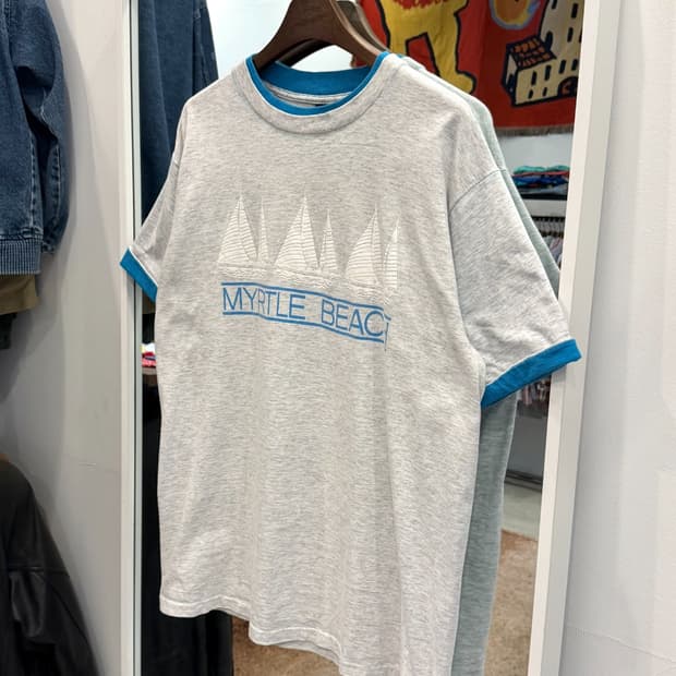 90s MSP 더블페이스 링거 반팔 티셔츠 (made in USA)