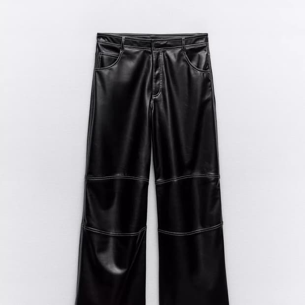 자라 스티치 페이크 레더 팬츠