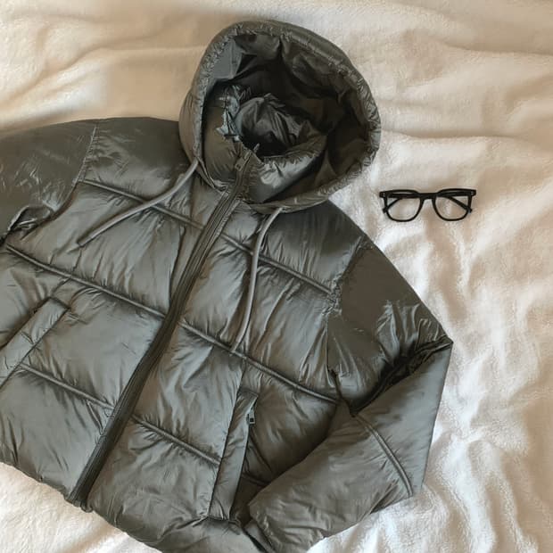 자라 ZARA 실버 그레이 패딩 후드 푸퍼 재킷